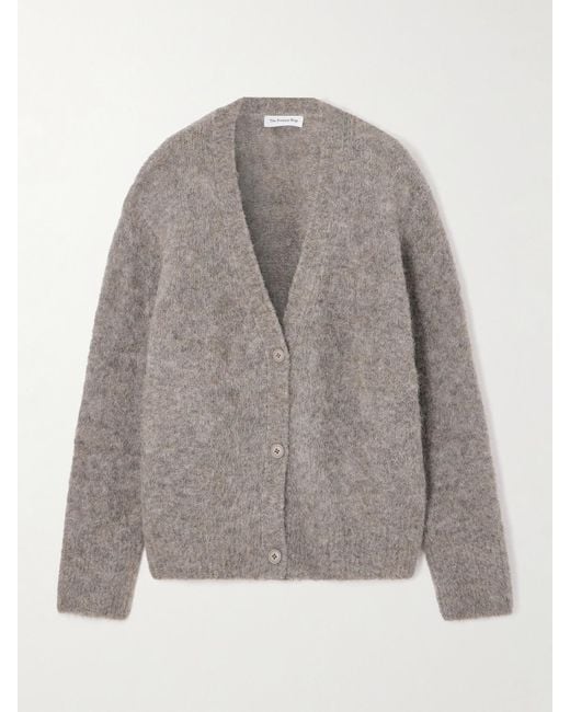 Frankie Shop Gray Elland Cardigan Aus Einer Gebürsteten Alpakawollmischung