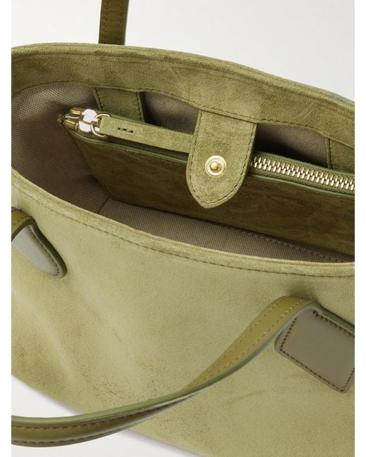 Liffner Green Sprout Micro Leather-Trimmed Suede Tote