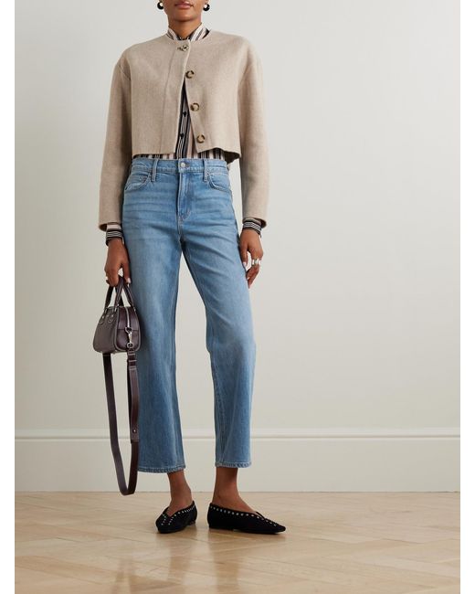 Veronica Beard Blue Leah Mid-Rise Straight-Leg Jeans