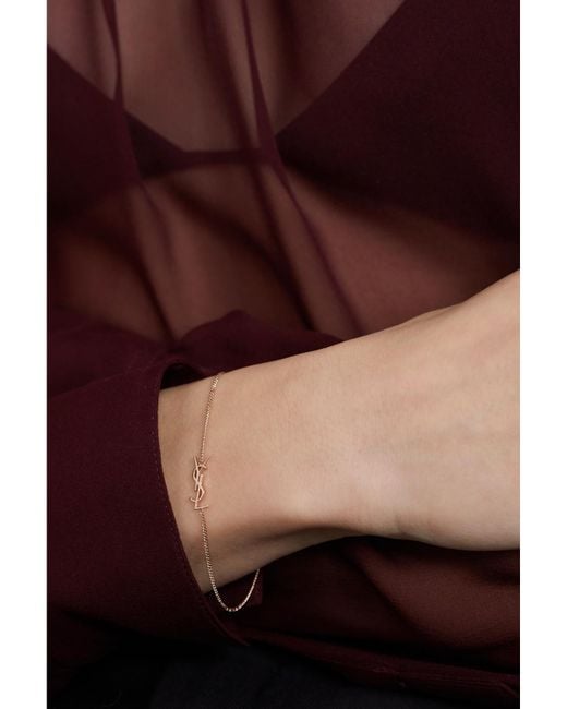 Saint Laurent White Rose-Tone Bracelet