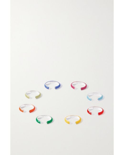 Fry Powers Pink The Complete Set Unicorn Set Of Eight Sterling And Enamel Ear Cuffs