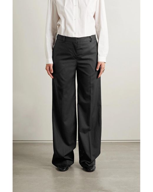 The Row Black Bufus Hose Mit Geradem Bein Aus Wolle