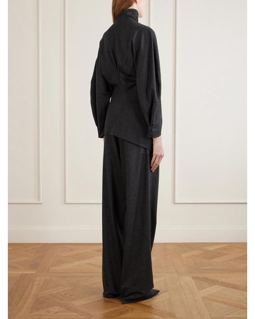 Khaite Blue Harlow Draped Wool And Cashmere-Blend Blouse