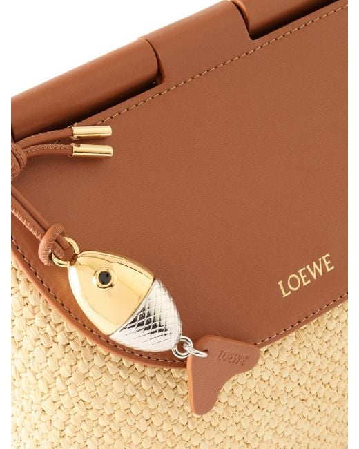 Loewe Brown Paula's Ibiza Pescador Medium Embellished Leather-Trimmed Raffia Shoulder Bag