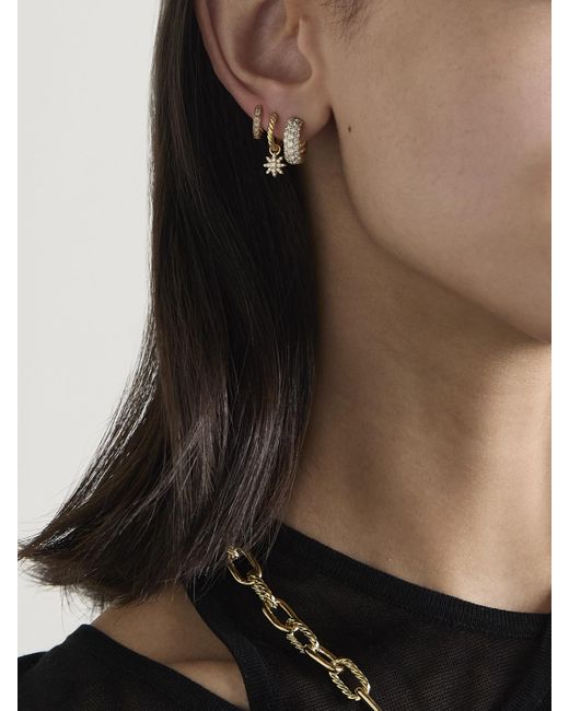 David Yurman Natural Petite Starburst 18-Karat Diamond Hoop Earrings
