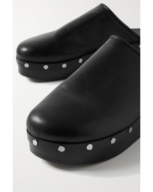 Co. Black Studded Platform Leather Clogs