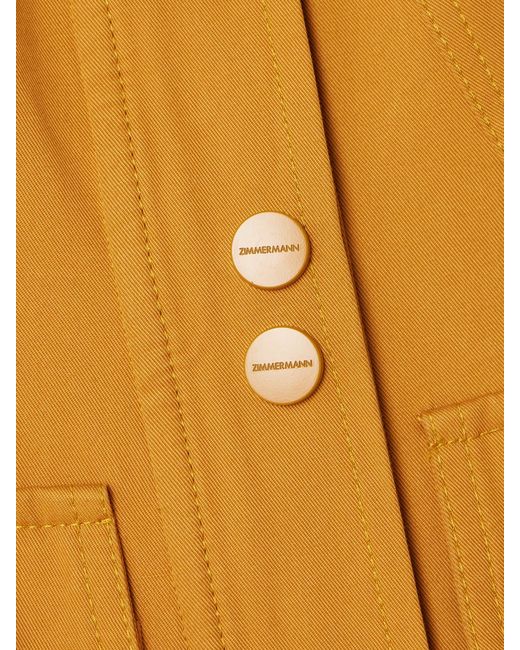 Zimmermann Yellow Luna Embellished Paneled Cotton-Drill Midi Dress