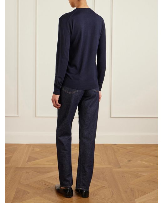Totême Blue Garderob Wool And Silk-Blend Sweater