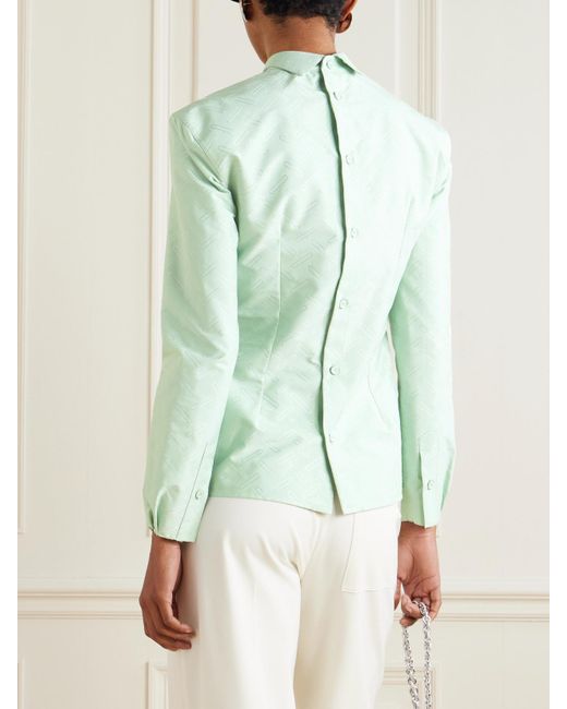 Marni Green Bluse Aus Jacquard Aus Einer Baumwollmischung Mit Stickerei