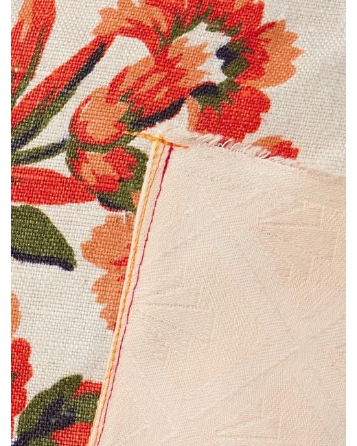 Thank You Have A Good Day White Cotton-Jacquard And Leather-Trimmed Floral-Print Cotton-Canvas Wide-Leg Pants