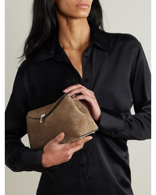 Totême  Natural T-Lock Suede Clutch