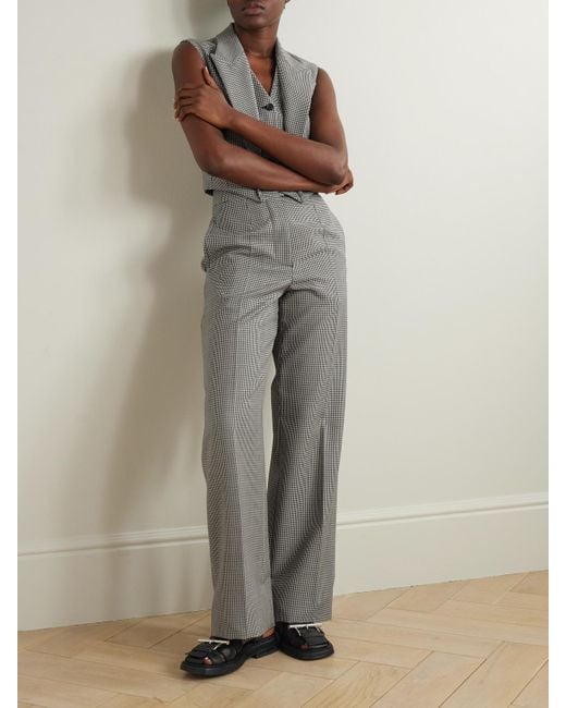 Alexander McQueen Gray Hose Mit Geradem Bein Aus Einer Woll-Mohairmischung Mit Hahnentrittmuster Und Bügelfalten