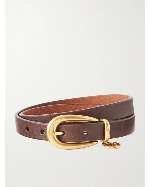 Saint Laurent Brown Cassandre Leather Belt