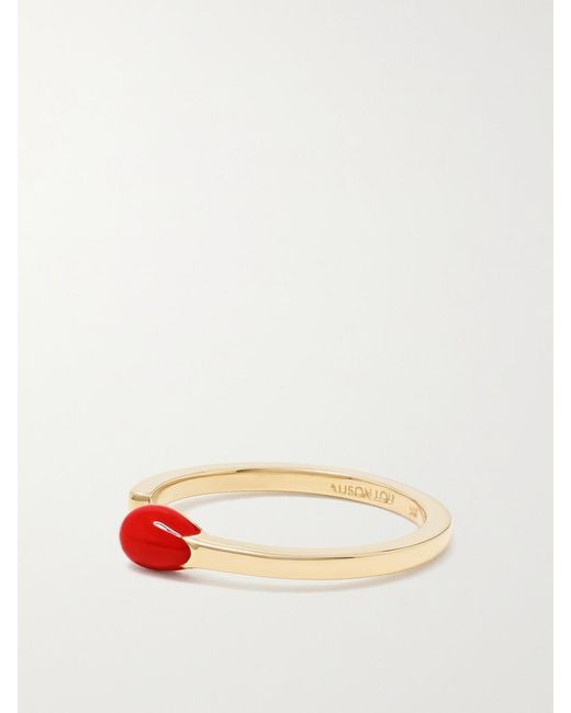 Alison Lou Red Match Stack 14-Karat And Enamel Ring