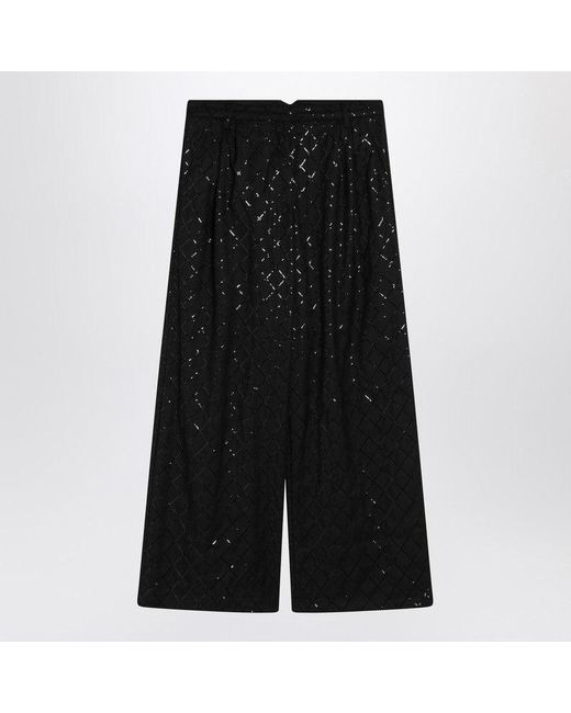 ROTATE BIRGER CHRISTENSEN Black Wide Trousers With Sequins