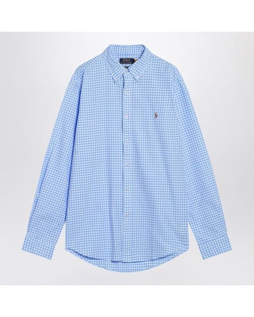 Polo Ralph Lauren Blue Checked Custom-Fit Shirt for men