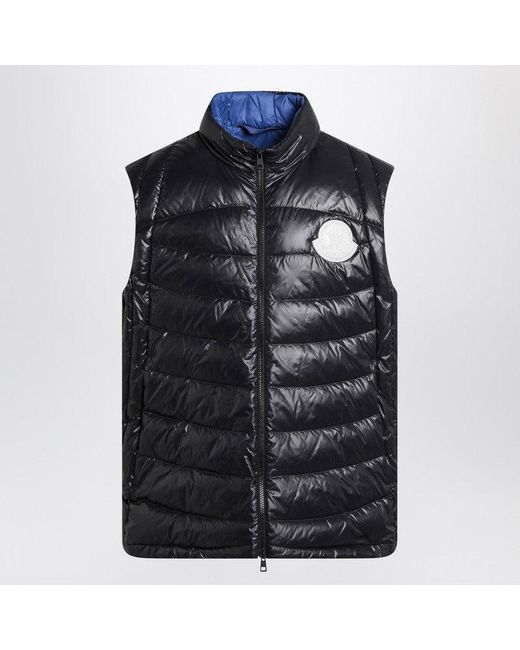 Moncler Black Padded Waistcoat With Removable Hood for men