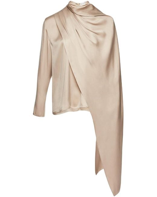 Magda Butrym Natural Cape-Effect Silk Blouse