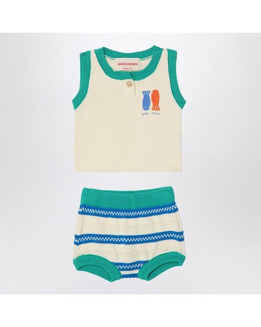 Bobo Choses Green Two-Piece Set Lucky Fish Ivory