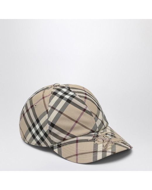 Burberry Multicolor Check Motif Baseball Cap With Ekd Embroidery for men