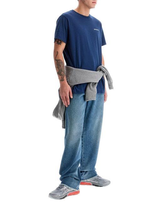 Patagonia Blue T Shirt Fitz Roy Icon Responsibili Tee for men