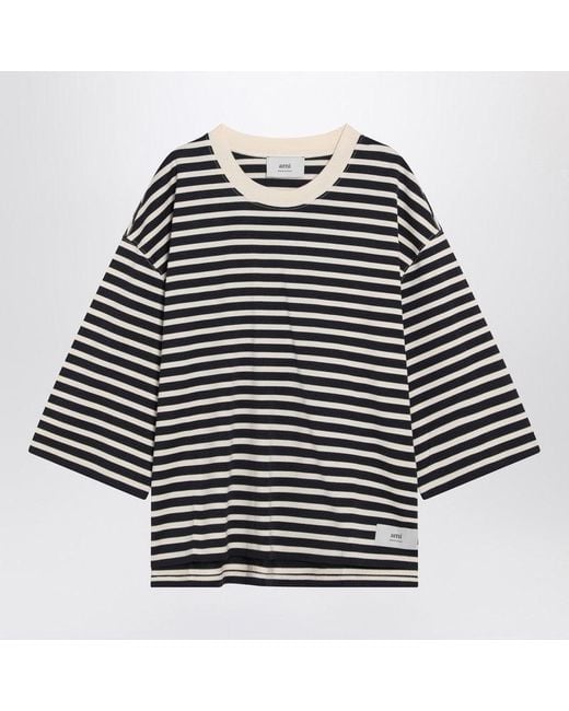 AMI Black Mc Natural Striped T-Shirt