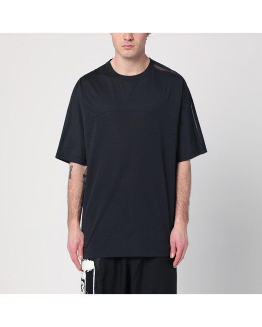 Y-3 Black Mesh Stripes T-Shirt for men