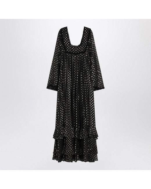 Chloé Black Maxi Dress With Lightweight Silk Ruffles