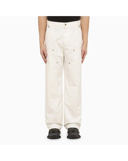 Represent Natural Cream Cotton Trousers for men