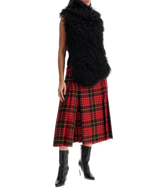 Alexander McQueen Red Plaid Pleated Skirt With