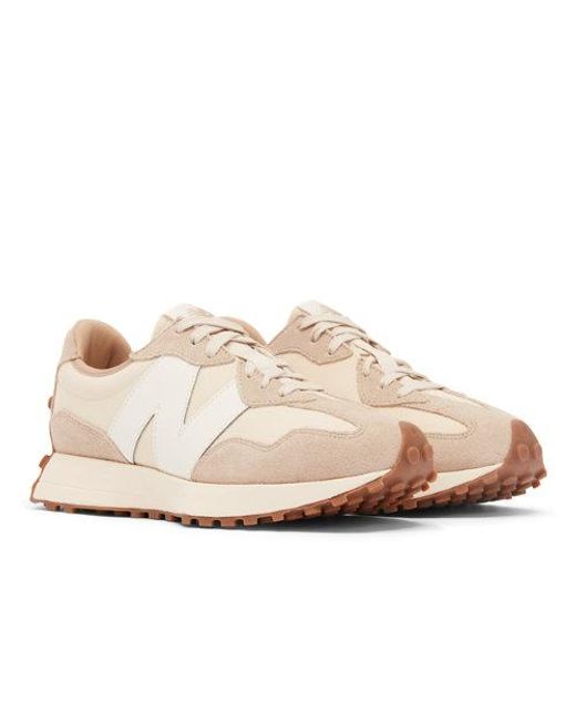 New Balance Pink 327 In Brown/white/beige Suede/mesh for men