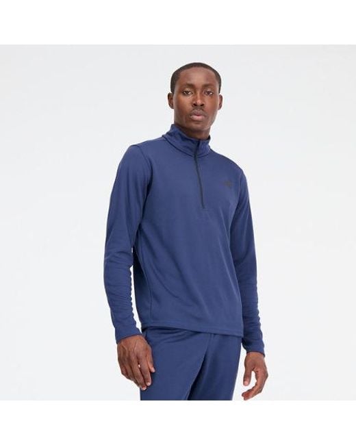 New Balance Knit 1/4 Zip In Blue Poly Knit for men