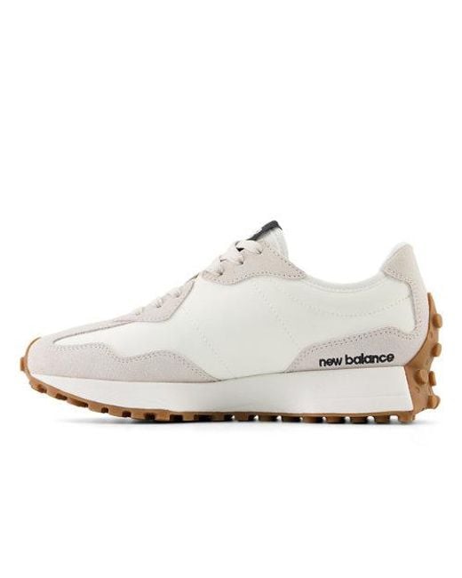New Balance White 327 In Beige/black Suede/mesh