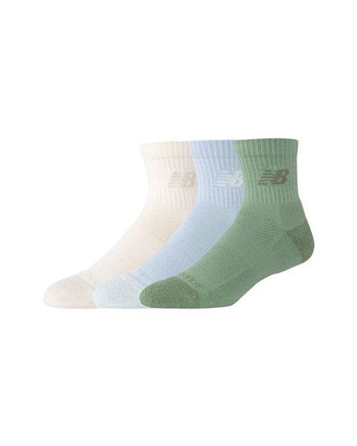 New Balance Green Active Qtr Socks 3 Pack