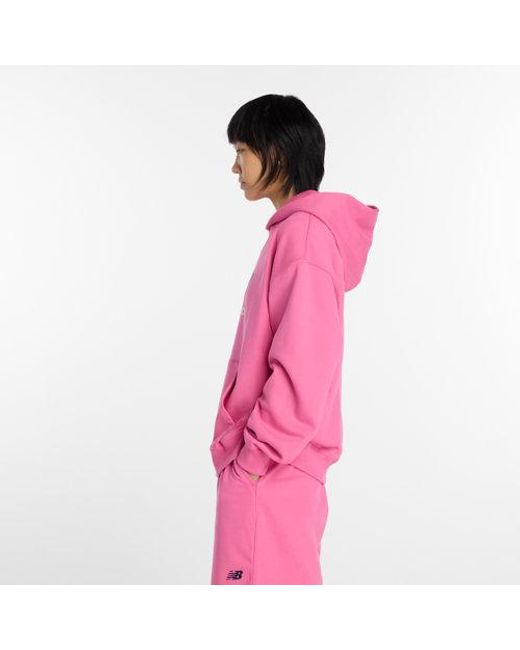 New Balance Pink Athletics French Terry Logo Hoodie