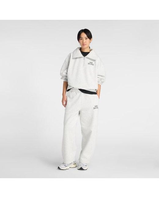 New Balance White Trackside Fleece Half Zip