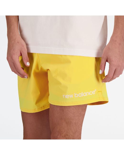 New Balance Yellow Archive Stretch Woven Short In Polywoven for men