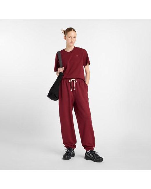 New Balance Red Athletics French Terry Jogger