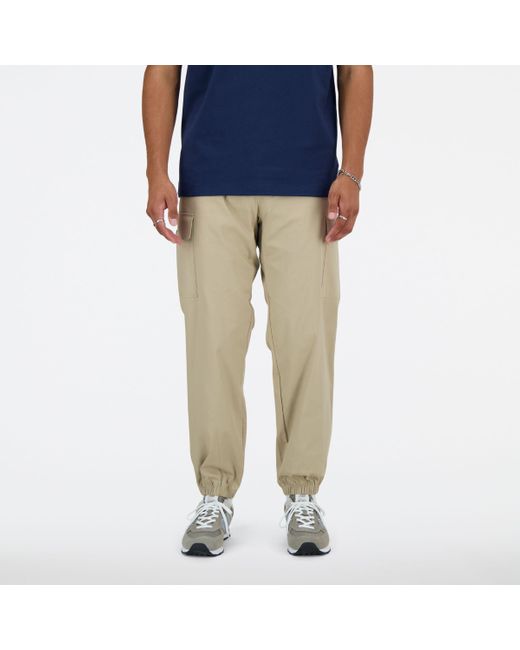 New Balance Blue Twill Cargo jogger In Cotton Twill for men