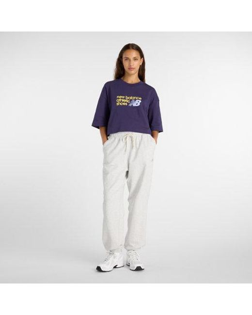 New Balance Blue Athletics Premium Chest Logo Cropped T-Shirt