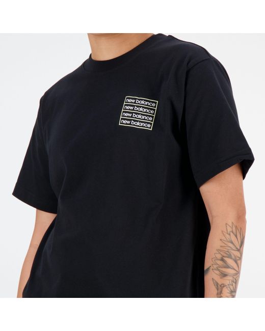 Essentials cotton jersey relaxed t-shirt in nero di New Balance in Black