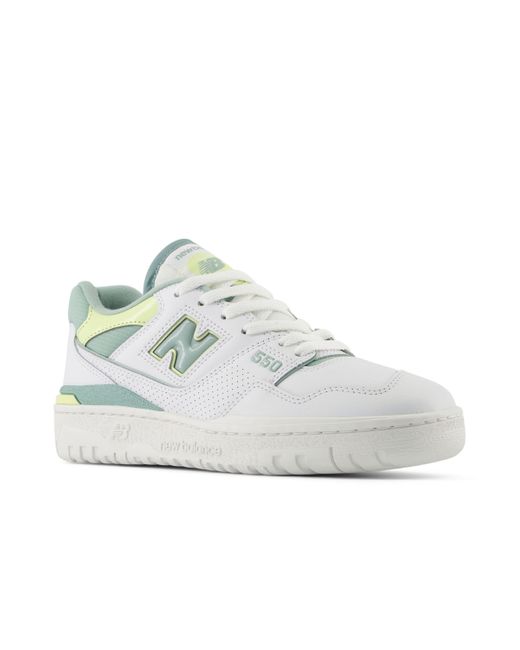 New Balance 550 In White/green/yellow Leather