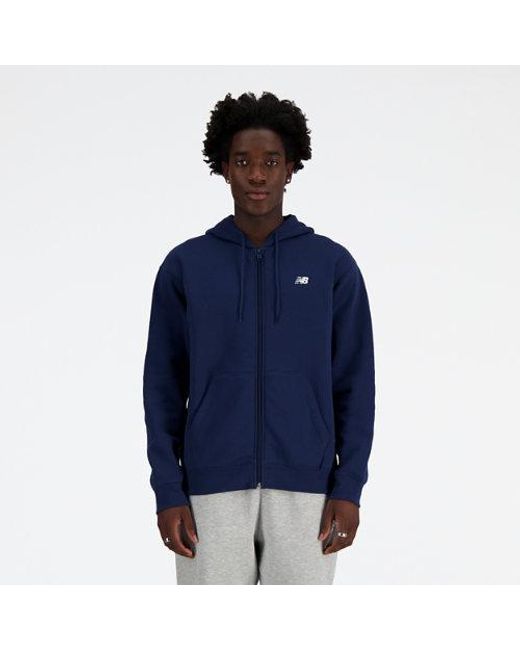 New Balance Blue Sport Essentials Logo French Terry Full Zip for men