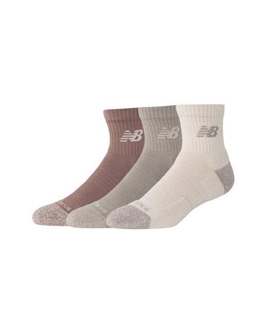 Active Qtr Socks 3 Pack, Poliéster, Talla New Balance de color Brown