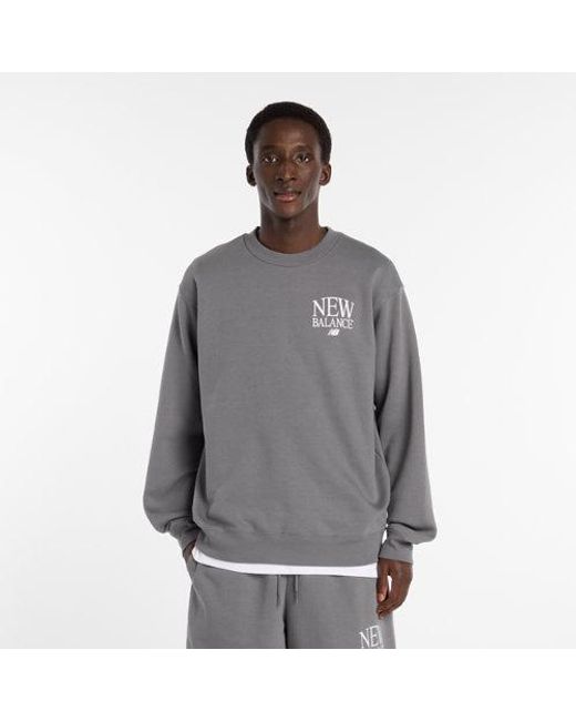 New Balance Gray Reimagined Fleece Crew for men