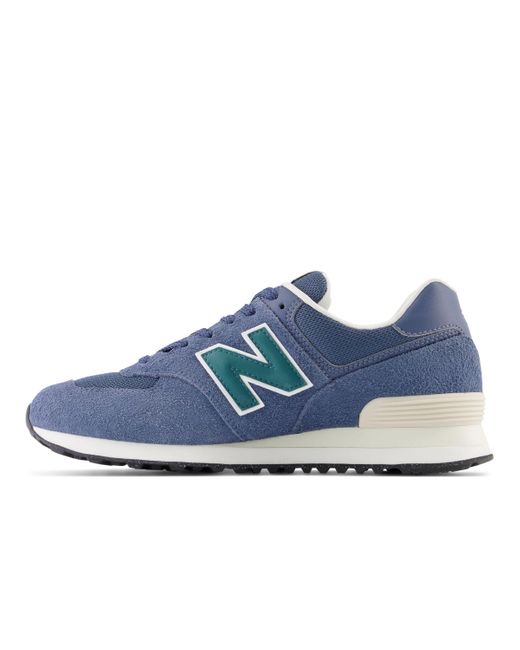 New Balance 574 In Blue/green Suede/mesh