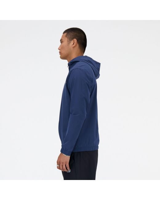 New Balance Woven Full Zip Jacket In Blue Polywoven for men