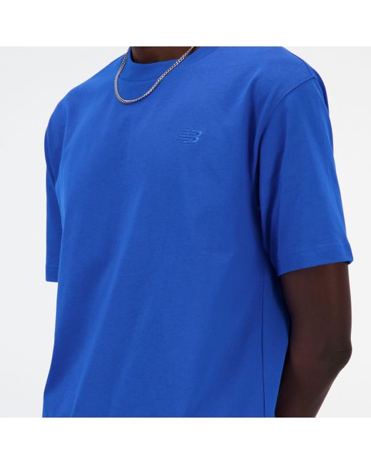 New Balance Blue Athletics Cotton T-shirt for men