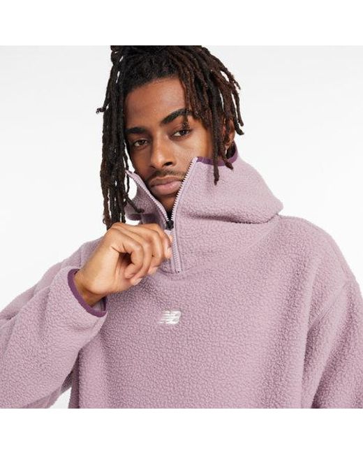 New Balance All Day Sherpa Top in het Purple voor heren
