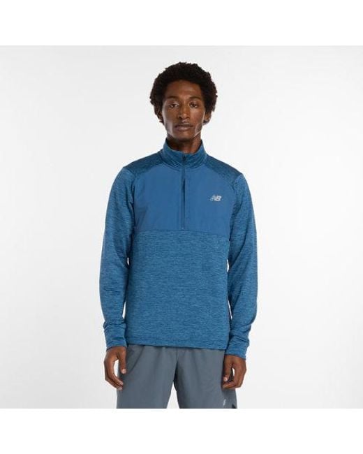 New Balance Blue Rc Essential Heat Grid 1/2 Zip for men